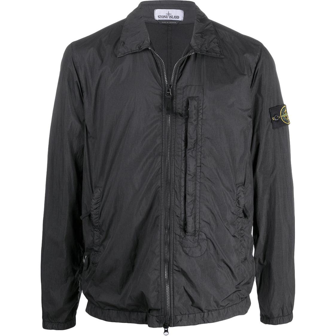 Stone Island Logo Zip-Up Jacket Long Sleeve Deep Gray 731510123-V0065