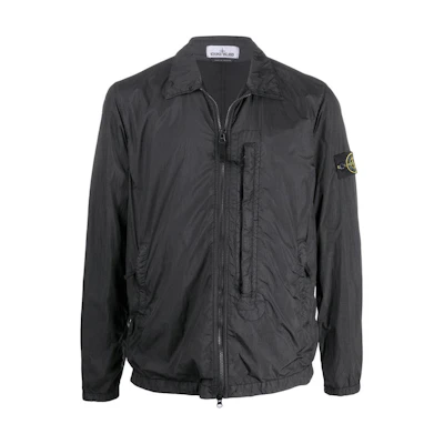 Stone Island Logo Zip-Up Jacket Long Sleeve Deep Gray 731510123-V0065