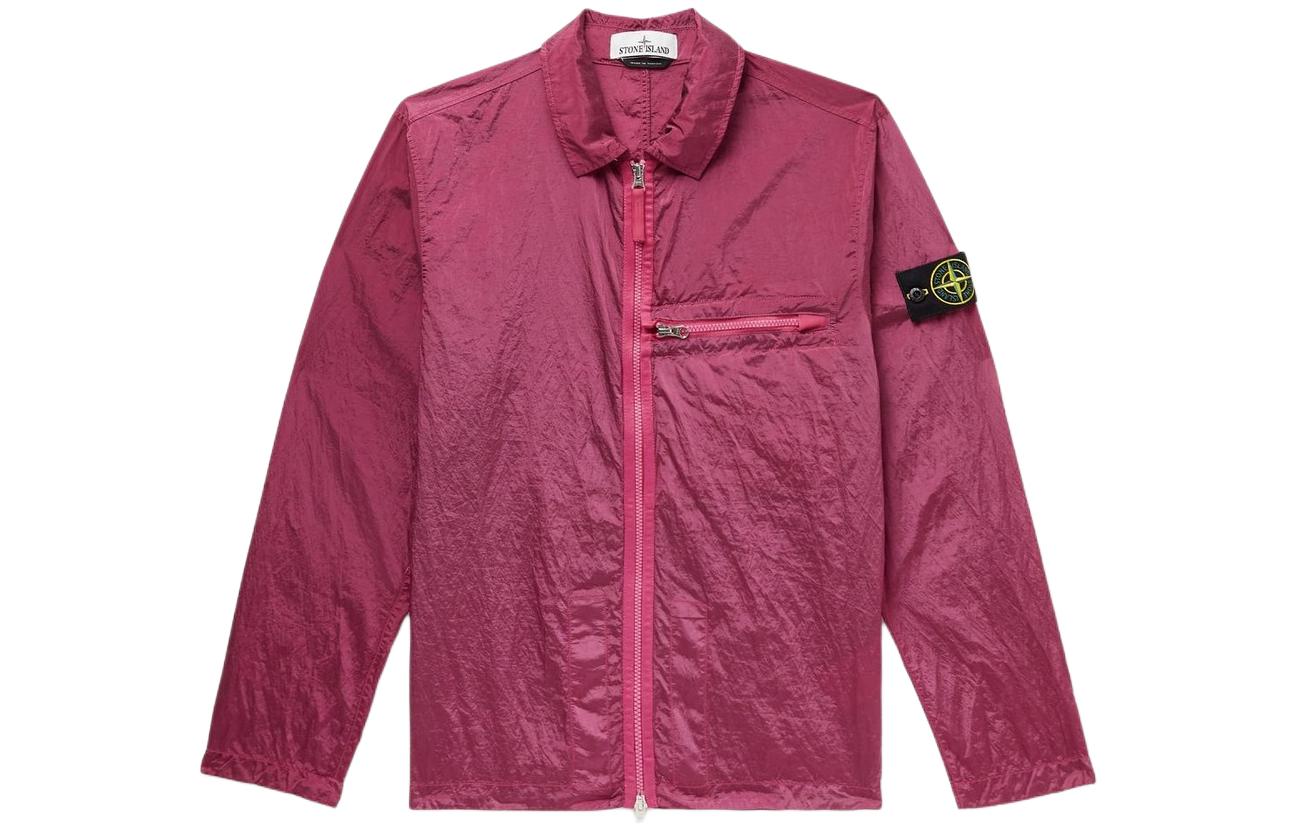 Stone Island Logo Zip-Up Jacket Purple Long Sleeve Outerwear 781510919-V0087