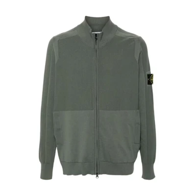 Stone Island Logo Zip-Up Long Sleeve Jacket Green - 8015538B4-V0059