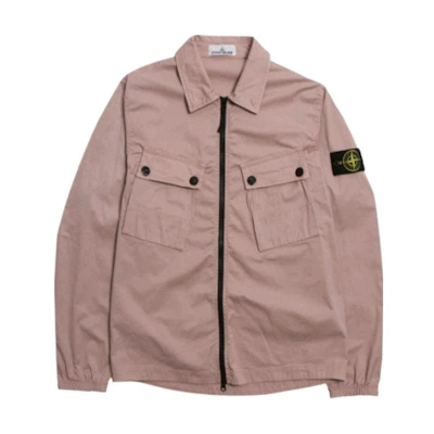 Stone Island Logo Zip-Up Long Sleeve Jacket Pink - Fashion Outerwear 771510910-V0086