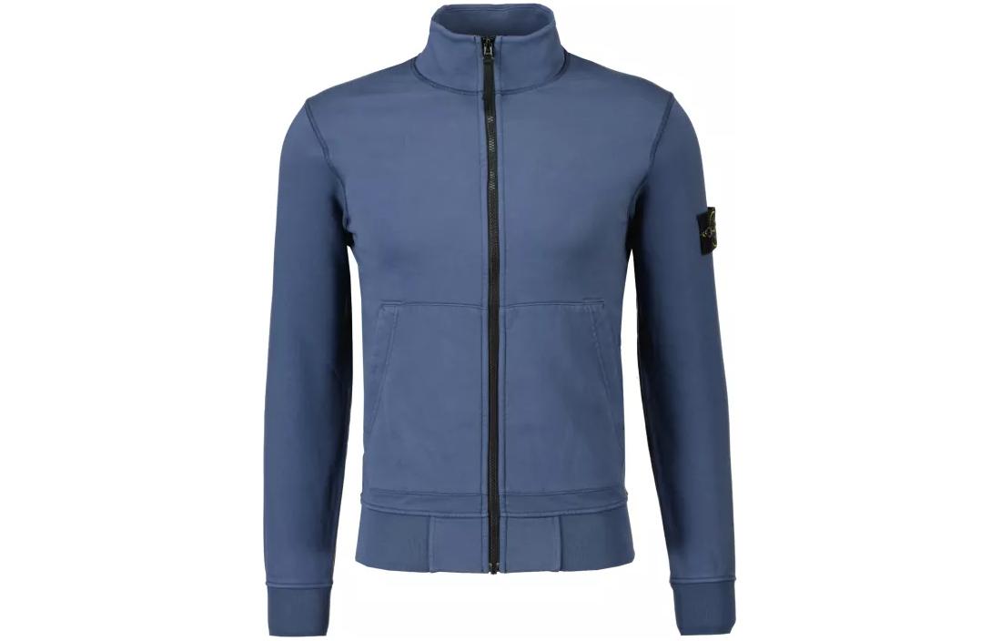 Stone Island Logo Zip-Up Stand Collar Jacket Blue Outerwear 801564351-V0024