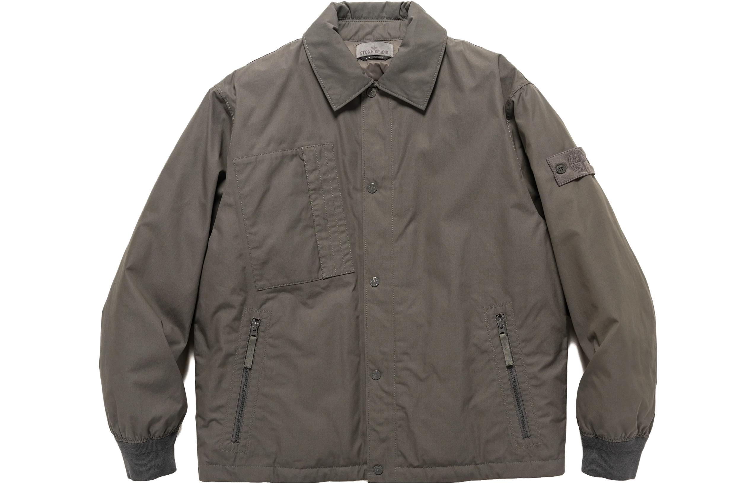 Stone Island Loose-Fit Gray Button-Up Collar Jacket 7915422F1-V0067