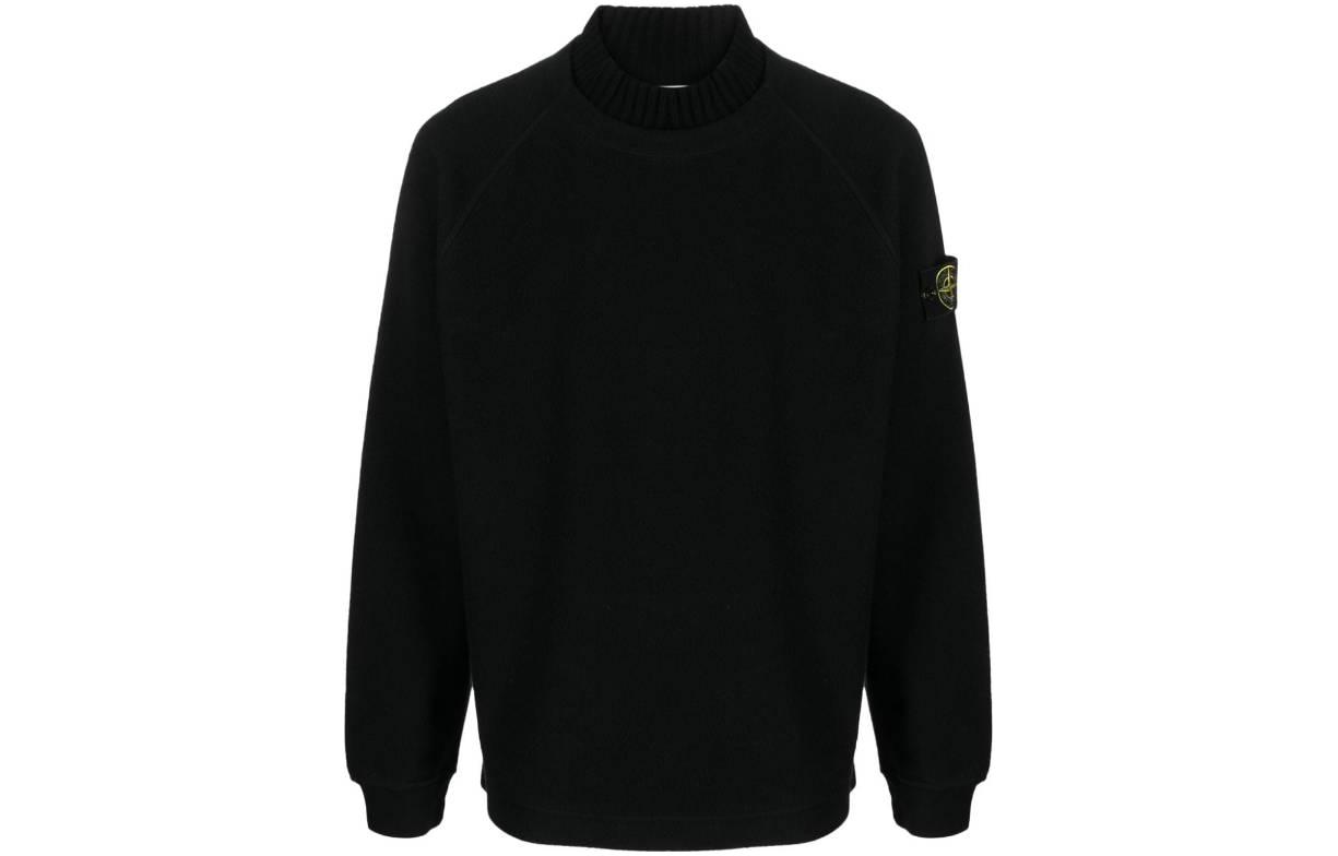 Stone Island Loose Fit Black Crewneck Long Sleeve Sweatshirt 791560954-V0029