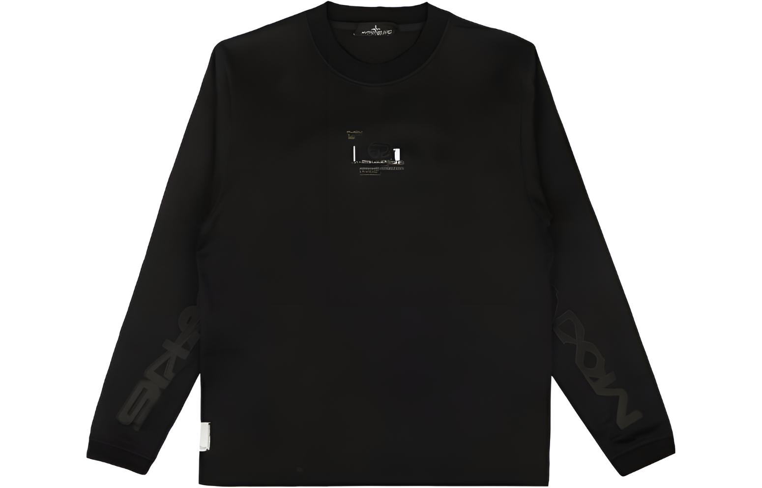 Stone Island Loose Fit Black Crewneck Sweatshirt with Letter Print 77192021B-V0029