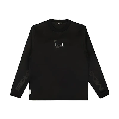 Stone Island Loose Fit Black Crewneck Sweatshirt with Letter Print 77192021B-V0029