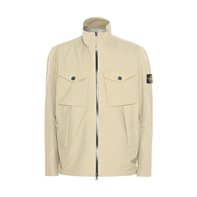 Stone Island Loose Fit Zip-Up Stand Collar Logo Jacket - Sand Color 721542220-V0098