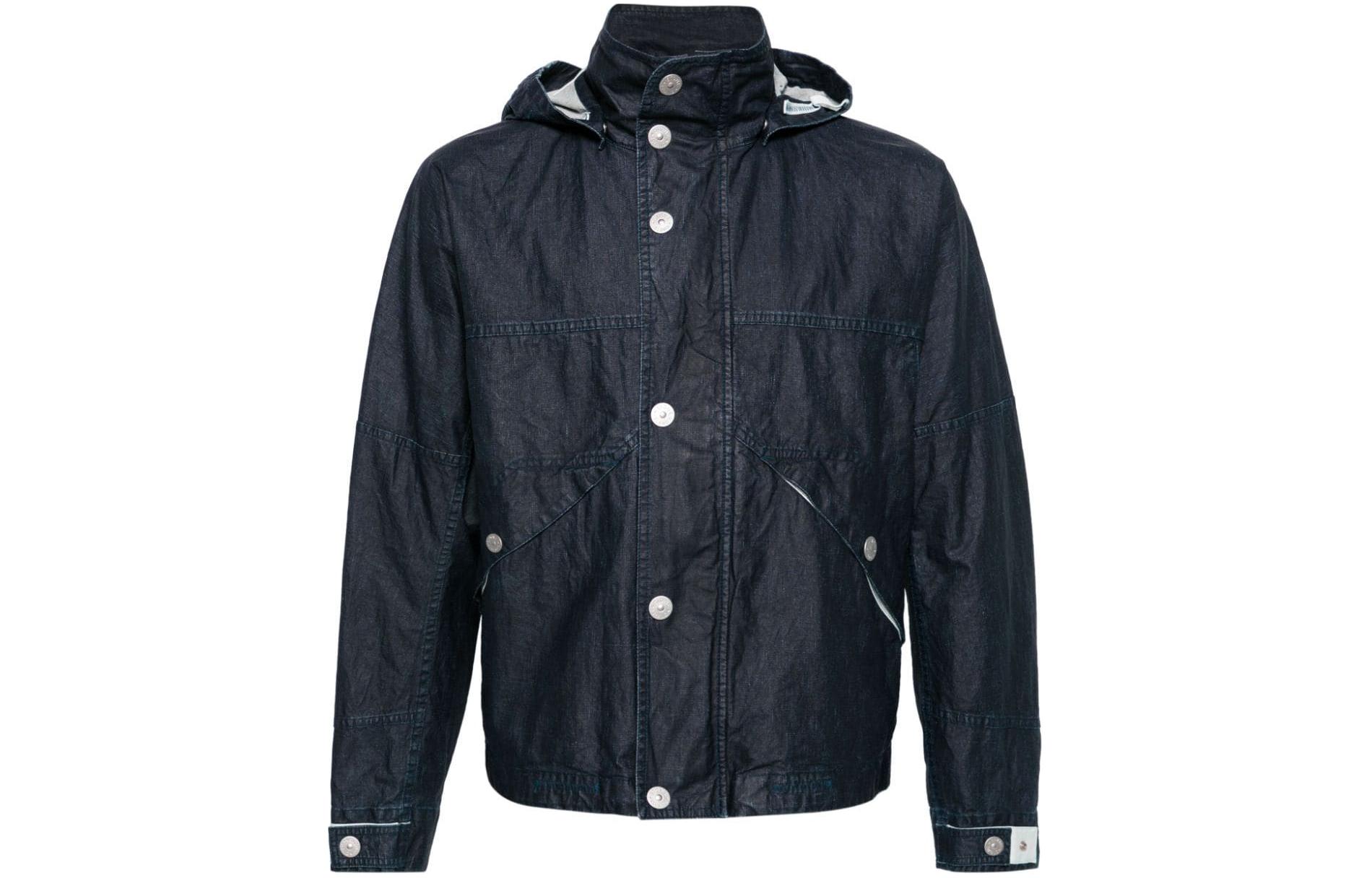 Stone Island Marina SS24 Logo Print Hooded Jacket Navy Blue 8015418X1-V0027