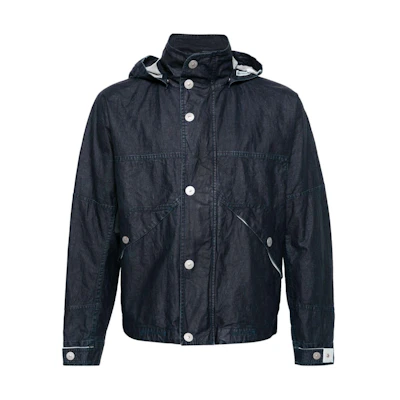 Stone Island Marina SS24 Logo Print Hooded Jacket Navy Blue 8015418X1-V0027