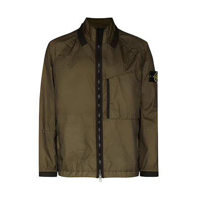 Stone Island Matte Badge Zip-Up Raglan Sleeve Stand Collar Jacket - 741540323-V0058