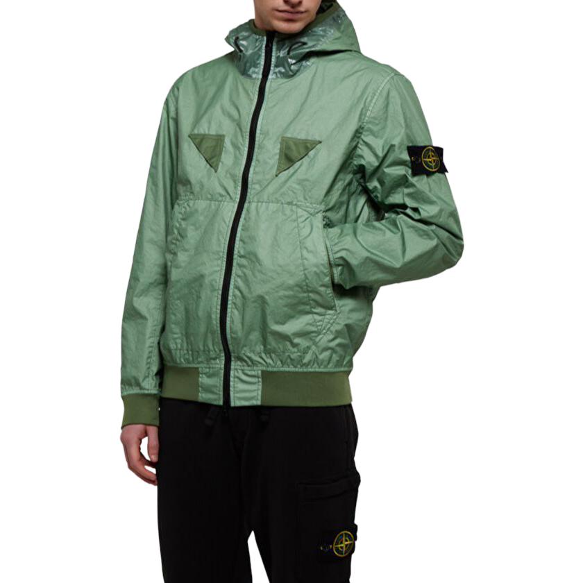 Details for ストーンアイランド メンブラナ 3L TC セージグリーン 防水防風フード付きジャケット メンズ 781540723-V0055