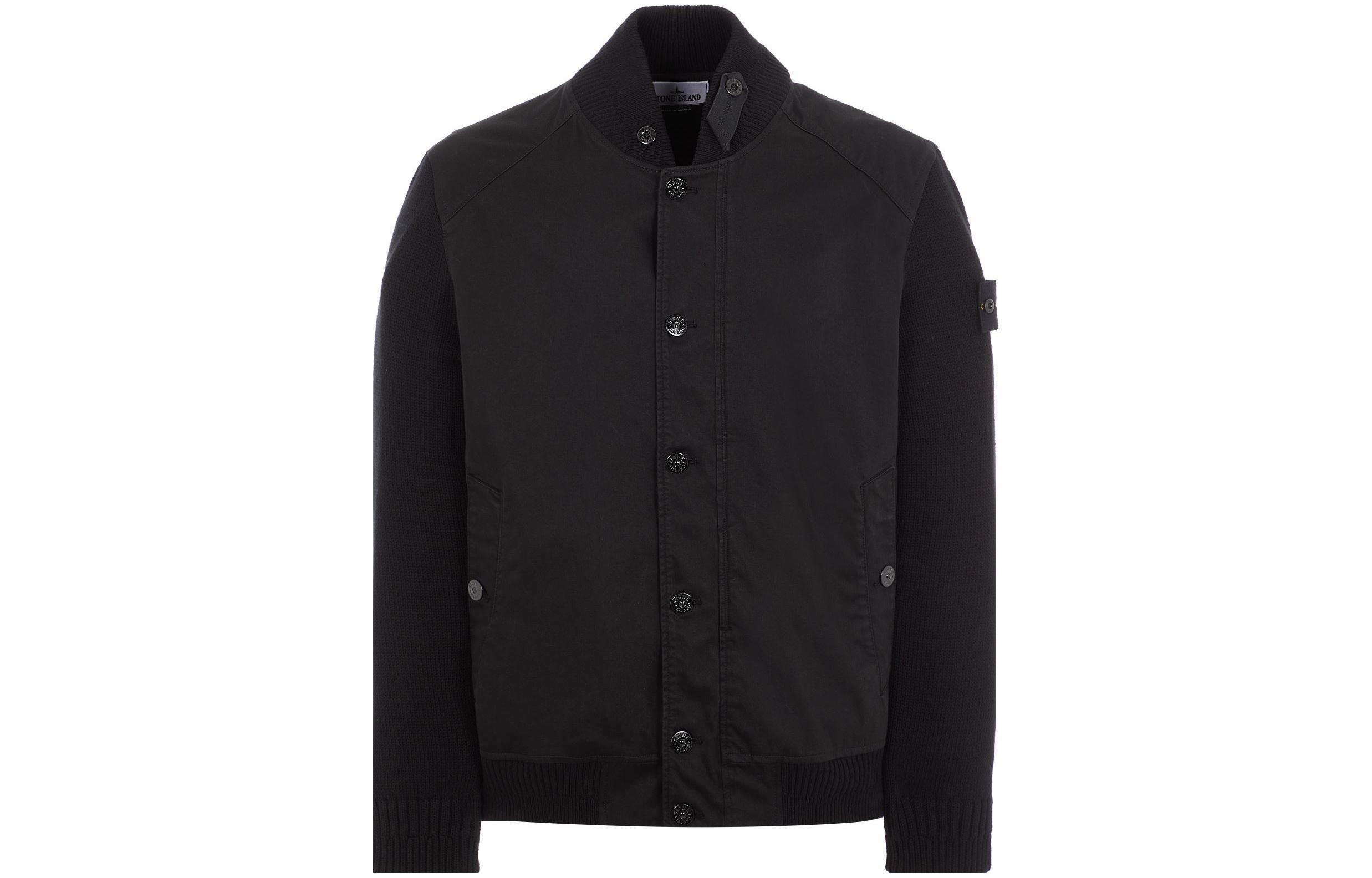 Stone Island Men’s Black Raglan Baseball Collar Long Sleeve Jacket 801543935-V0029