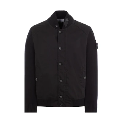 Stone Island Men’s Black Raglan Baseball Collar Long Sleeve Jacket 801543935-V0029