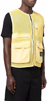 Shop STONE ISLAND 網狀拼接拉鍊背心 黃色 馬甲 7615G0622-V0030