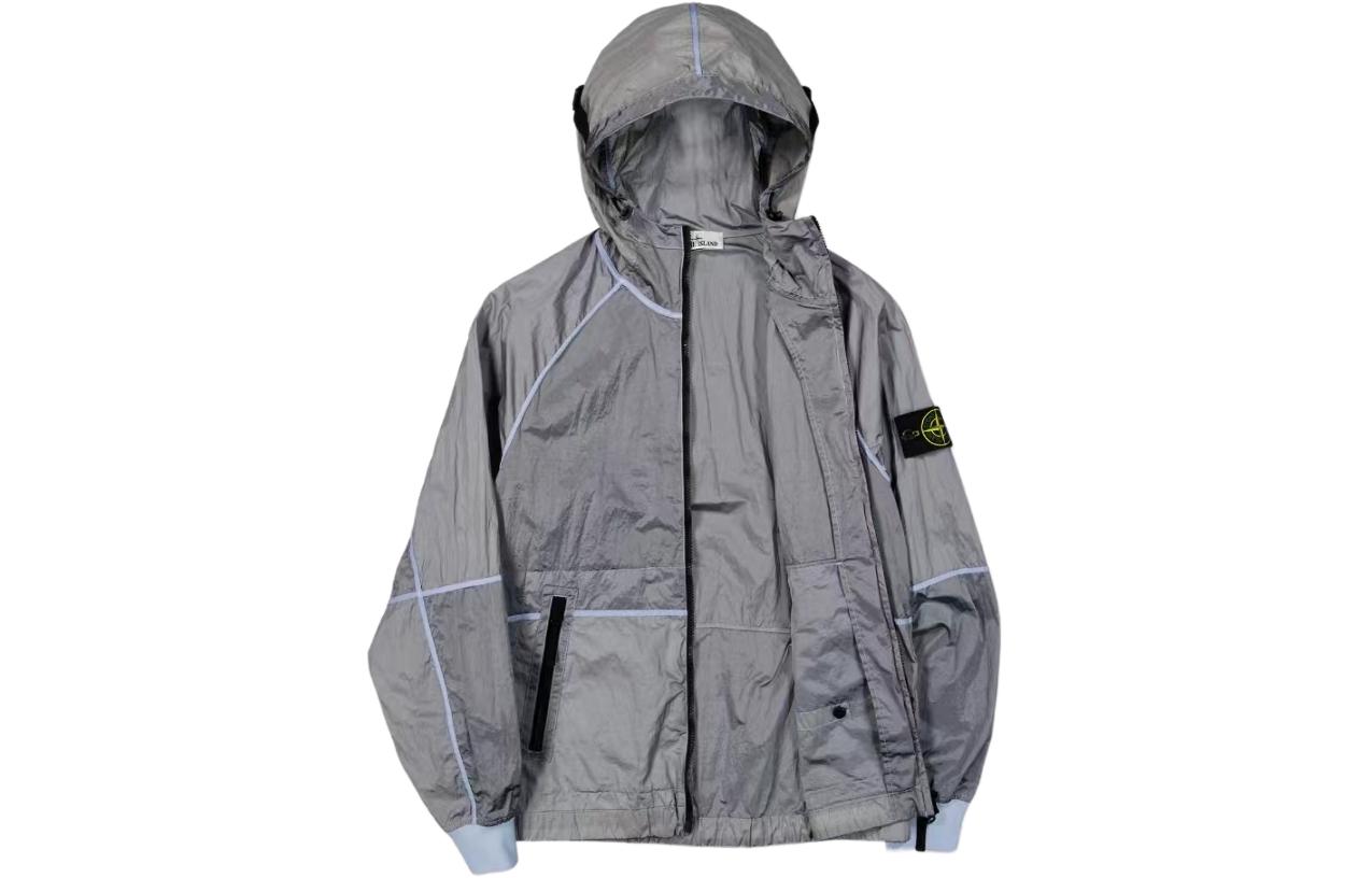 Lookbook STONE ISLAND Chaqueta Hoodie Hombre SS24 Nylon Metálico Colorblock Cremallera. 801542020-V0041