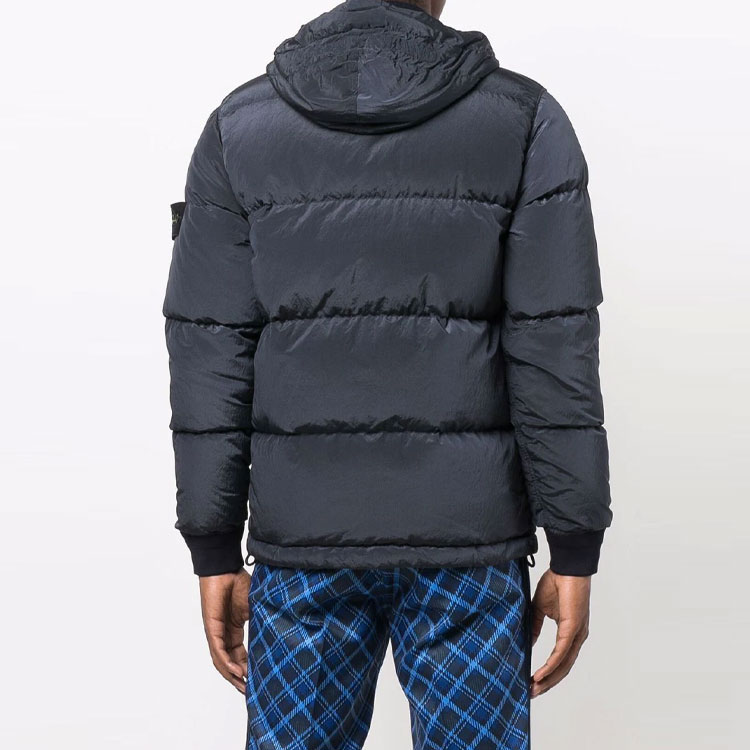 Stone Island Metallic Nylon Hooded Down Jacket Unisex - Navy Blue 751544508-V0026 圖 4