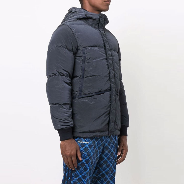 Stone Island Metallic Nylon Hooded Down Jacket Unisex - Navy Blue 751544508-V0026 圖 5