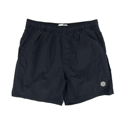 Stone Island Metallic Nylon Logo Casual Shorts Navy Blue Spring/Summer. 1015B0943-V0020