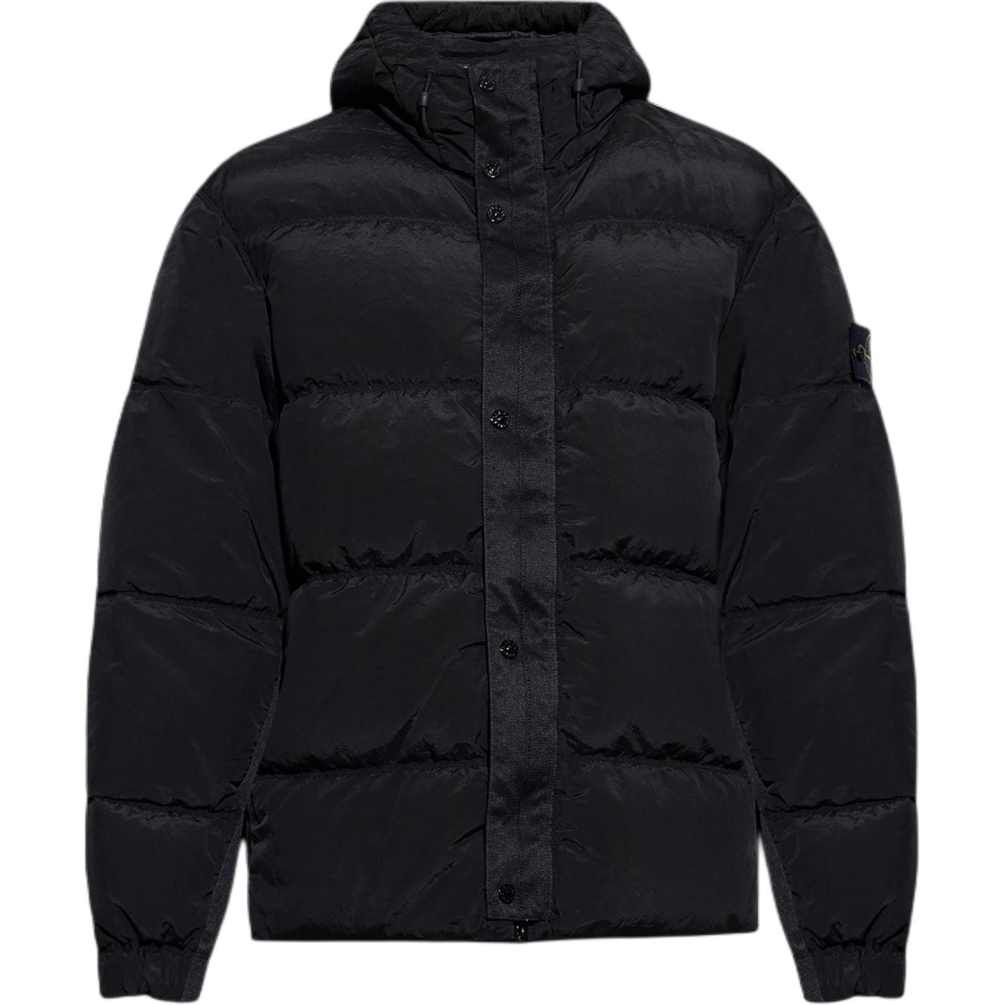 Stone Island Metallic Nylon Logo Patch Hooded Down Jacket Black Unisex 811541419-V0029 圖 2