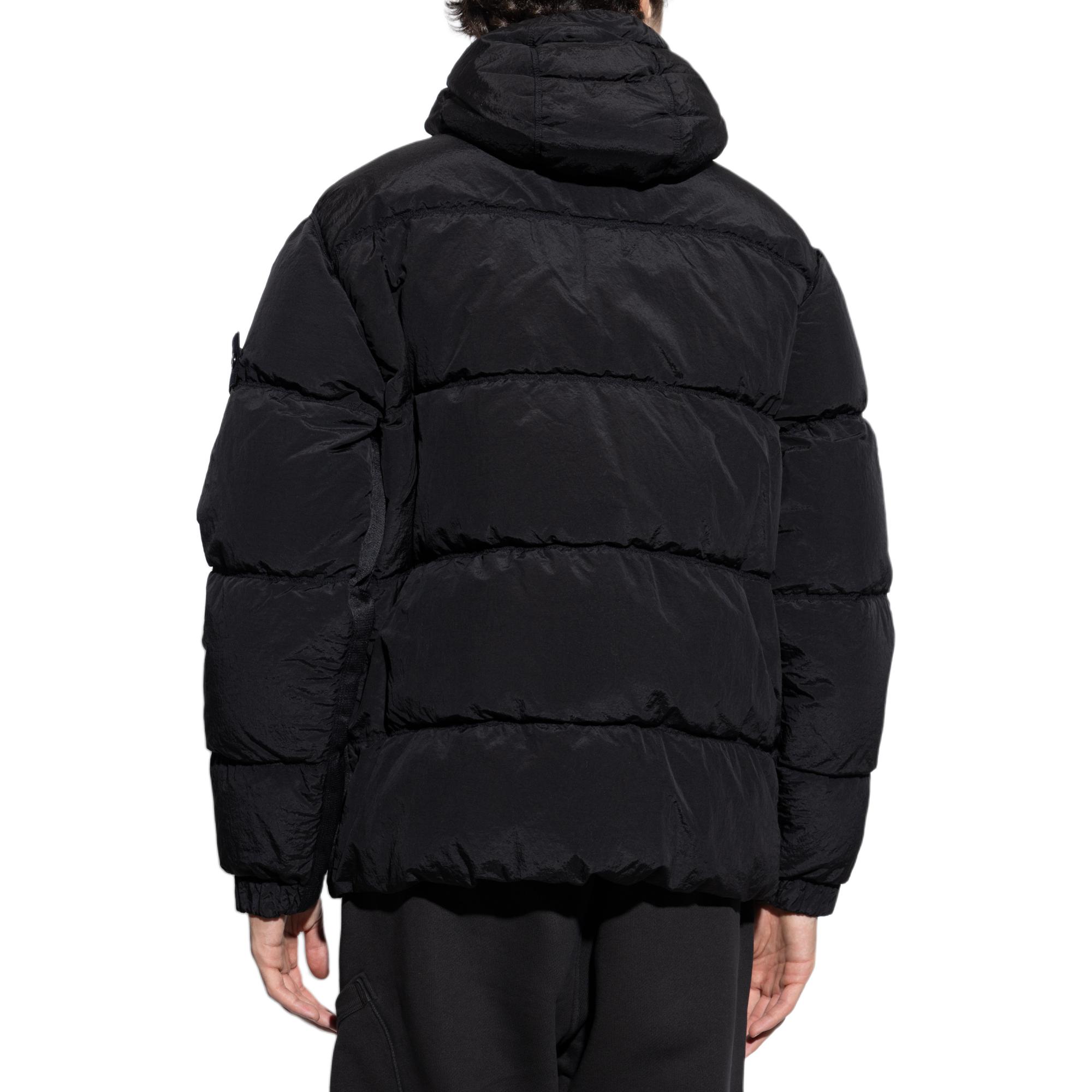 Stone Island Metallic Nylon Logo Patch Hooded Down Jacket Black Unisex 811541419-V0029 圖 5