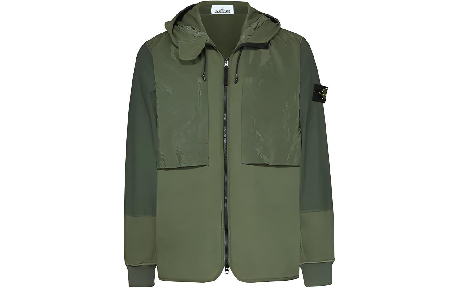Stone Island Metallic Nylon Panel Jacket Green Style 751564741-V0055