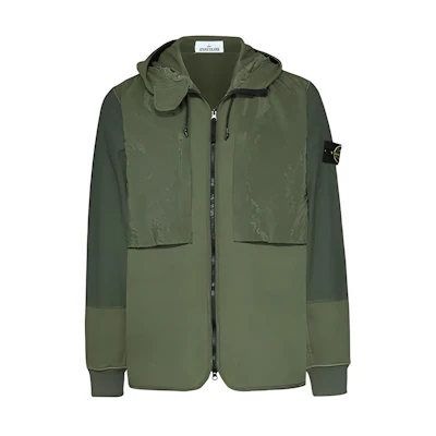 Stone Island Metallic Nylon Panel Jacket Green Style 751564741-V0055