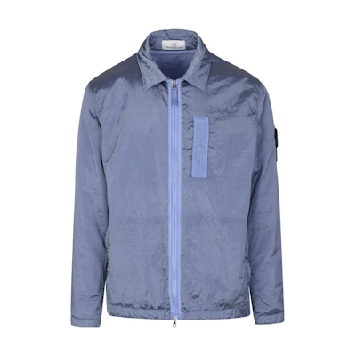 Stone Island Metallic Nylon Solid Color Long Sleeve Jacket Men’s Blue 7715Q0519-V0024