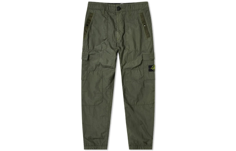 Stone Island Metallic Seersucker Cargo Pants Men’s Olive Green 721532029-V0058