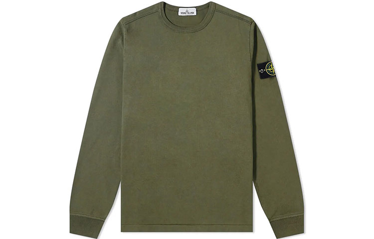 Stone Island Military Green Compass Logo Embroidered Sweatshirt 741564450-V0058