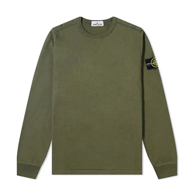 Stone Island Military Green Compass Logo Embroidered Sweatshirt 741564450-V0058