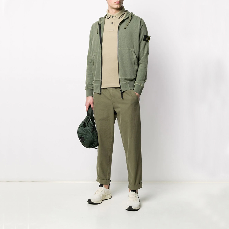 Stone Island Military Green Cotton Zip-Up Hoodie Jacket 721564251-V0058 圖 3