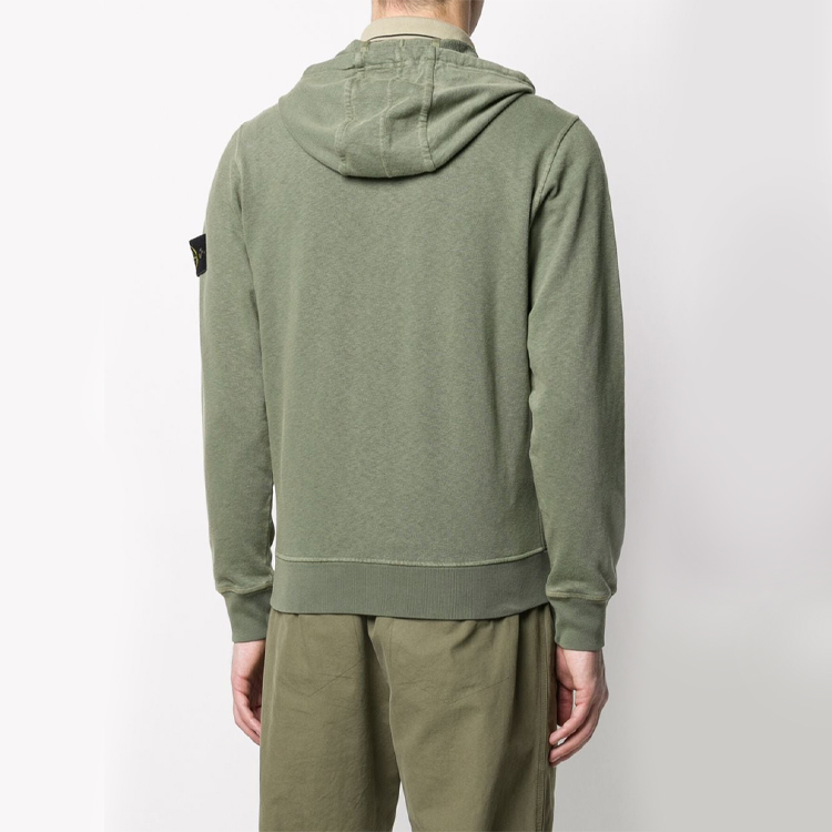 Stone Island Military Green Cotton Zip-Up Hoodie Jacket 721564251-V0058 圖 5