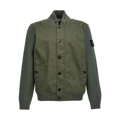 Stone Island Military Green Patchwork Bomber-style Jacket 801543935-V0059