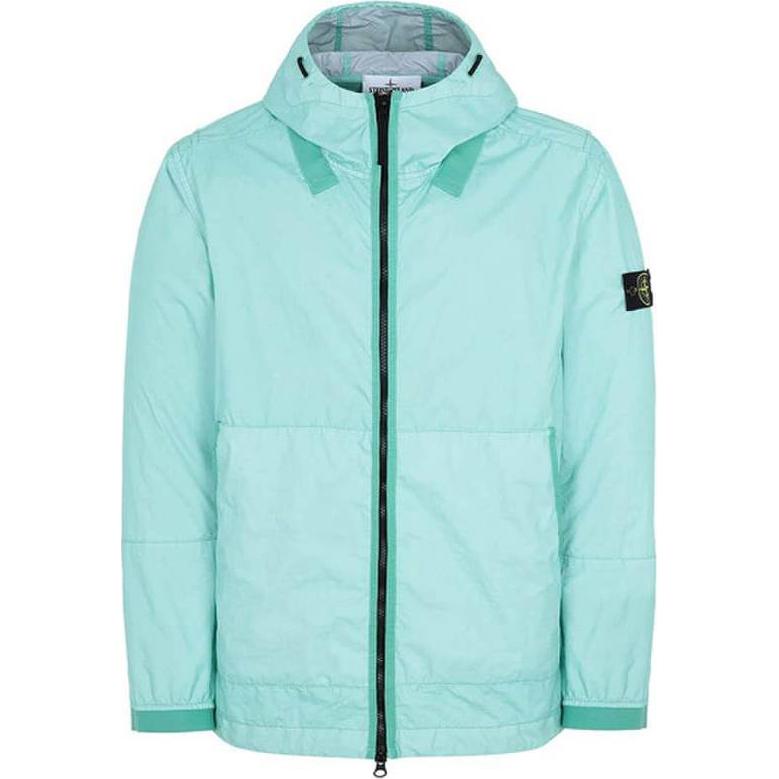 Stone Island Mint Green Hooded Zip-Up Jacket with Logo Patch 741540523-V0044