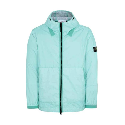 Stone Island Mint Green Hooded Zip-Up Jacket with Logo Patch 741540523-V0044
