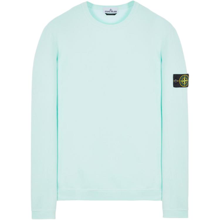 Stone Island Mint Green Patch Crewneck Pullover Sweatshirt Long Sleeve 771561351-V0044