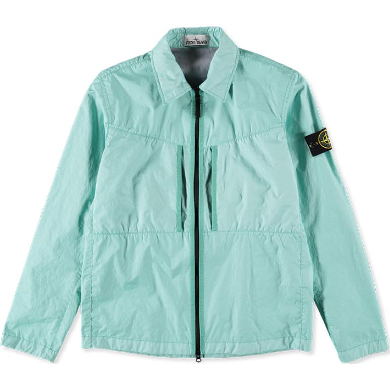 Stone Island Mint Zip-Up Logo Collared Long Sleeve Jacket 741510523-V0044