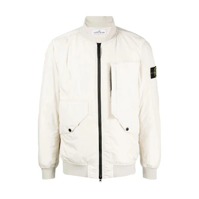 Stone Island Multi-Pocket Zip-Up Long Sleeve Jacket White Outerwear 791540923-V0097