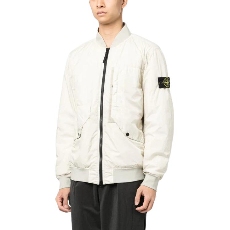 Shop Stone Island 多口袋拉链长袖白色外套 791540923-V0097