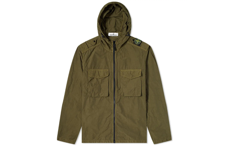Stone Island Naslan Light Hooded Jacket Olive Green Zip-Up 741511602-V0058