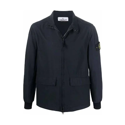 Stone Island Navy Blue Badge Patch Zip-Up Jacket for Men 761541033-V0020