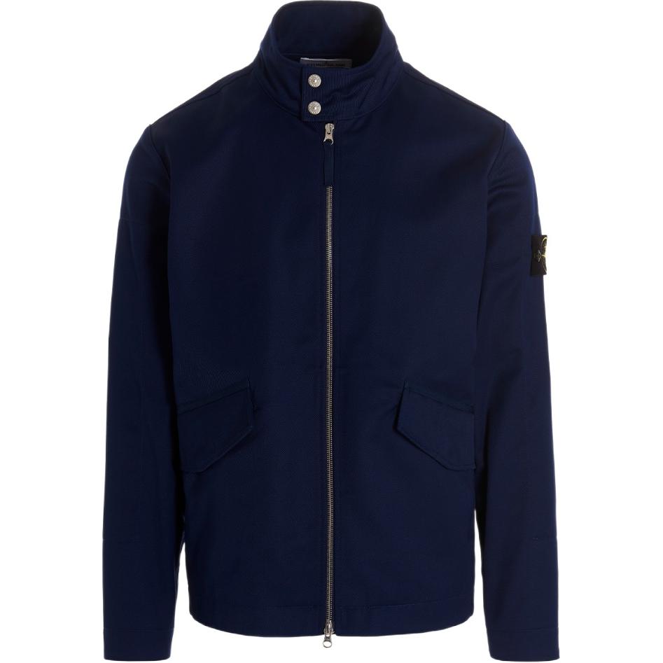 Stone Island Navy Blue Badge Sleeve Zip-Up Jacket for Men 781541128-V0020