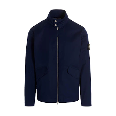 Stone Island Navy Blue Badge Sleeve Zip-Up Jacket for Men 781541128-V0020