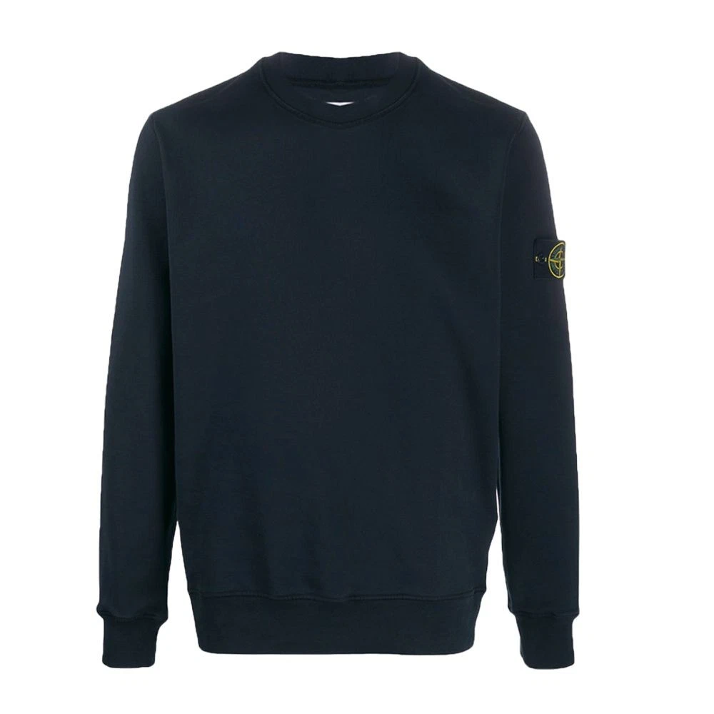 Stone Island Navy Blue Classic Badge Crewneck Sweatshirt Unisex Spring Summer Thin 721563051-V0020