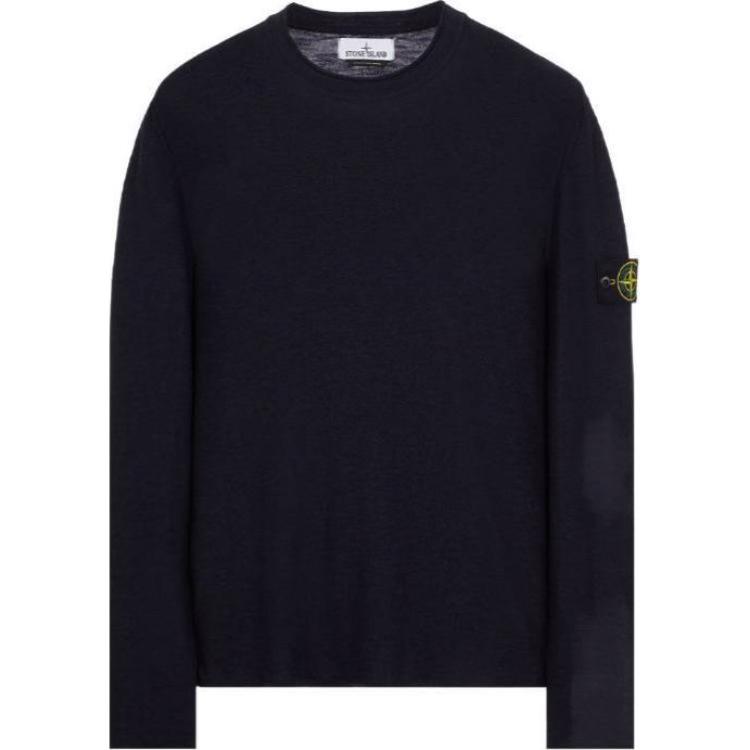 Stone Island Navy Blue Crewneck Pullover Sweatshirt 7915574B9-V0020