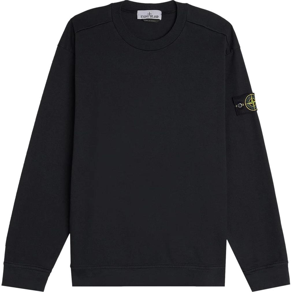 STONE ISLAND Navy Blue Crewneck Pullover Sweatshirt for Men. 801563750-A0020