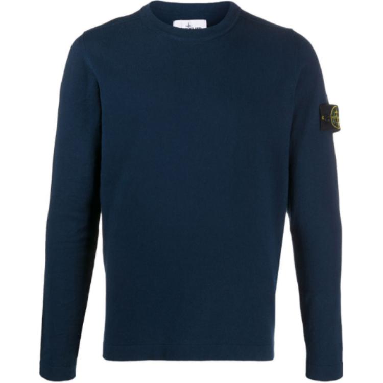 Stone Island Navy Blue Crewneck Slim Fit Sweatshirt for Men 7215532B9-V0028