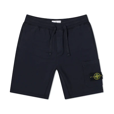 Stone Island Navy Blue Detachable Badge Mid-Waist Casual Shorts. 741564651-V0020