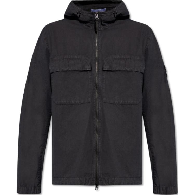 Stone Island Navy Blue Distressed Zip-Up Hoodie Jacket POIZON240809280