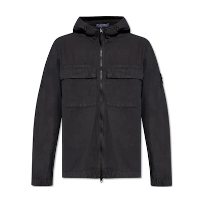 Stone Island Navy Blue Distressed Zip-Up Hoodie Jacket POIZON240809280